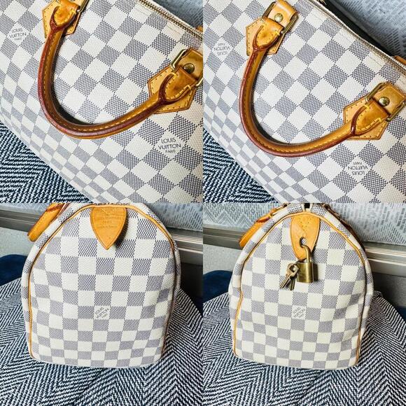 Authentic Louis Vuitton Damier Azur Speedy 30 Satchel Bag - Picture 7 of 16